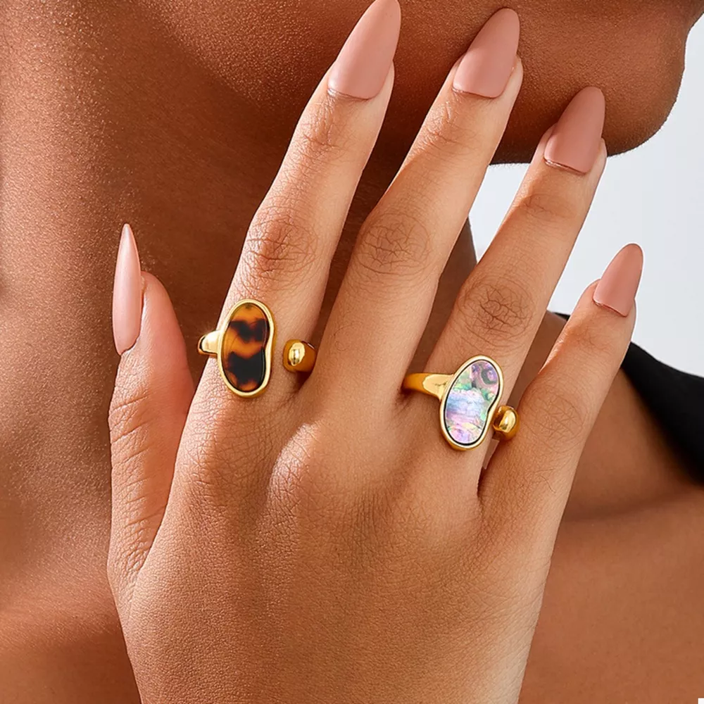 18K Gold-Plated Oval Open Ring, image 2