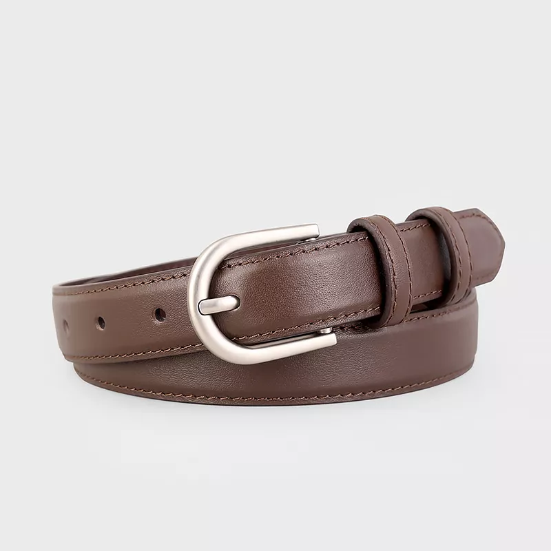 Leather Belt with Silver Buckle, image 5