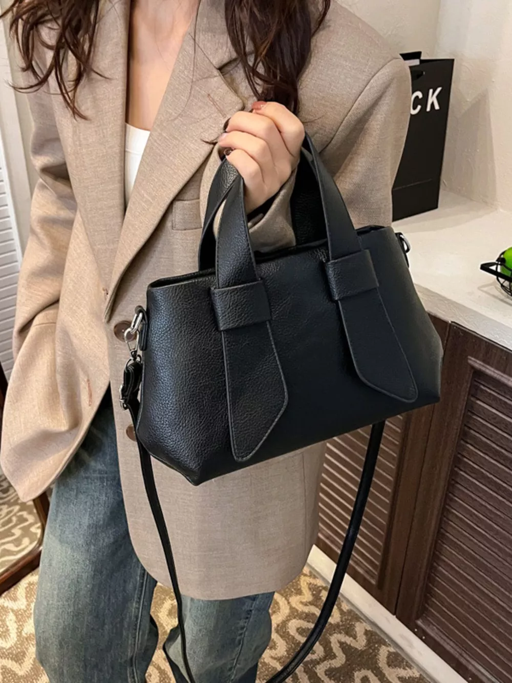 Textured Faux Leather Crossbody Bag, image 4