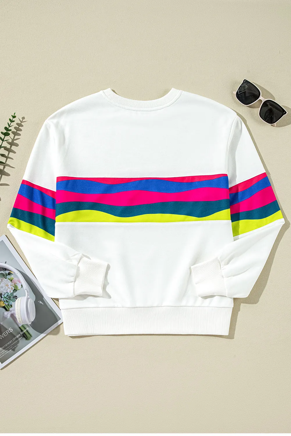 Contrast Round Neck Long Sleeve Top, image 6