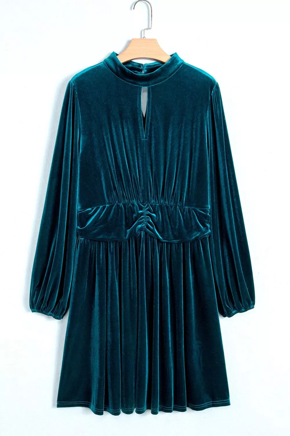 Velvet Mock Neck Long Sleeve Dress, image 7