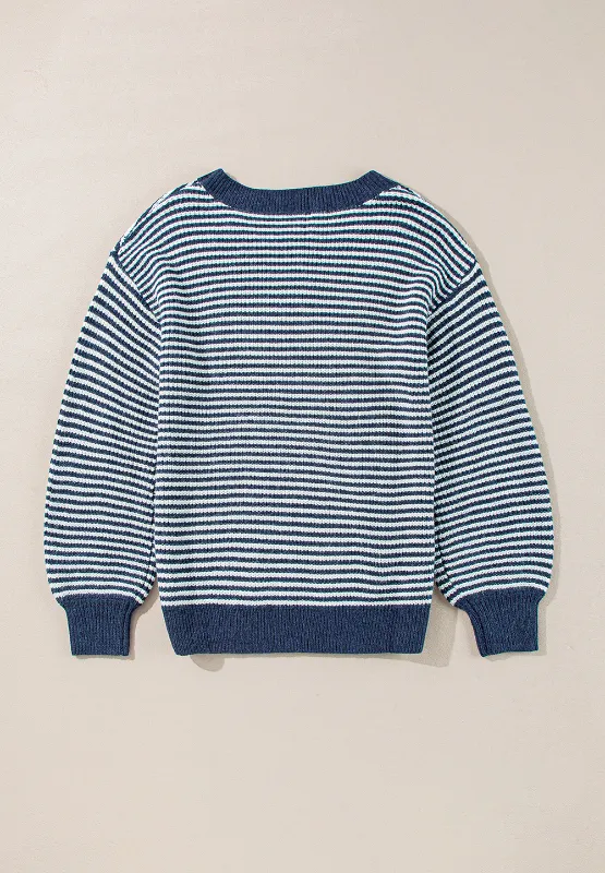 Striped Boat Neck Long Sleeve Sweater, image 4