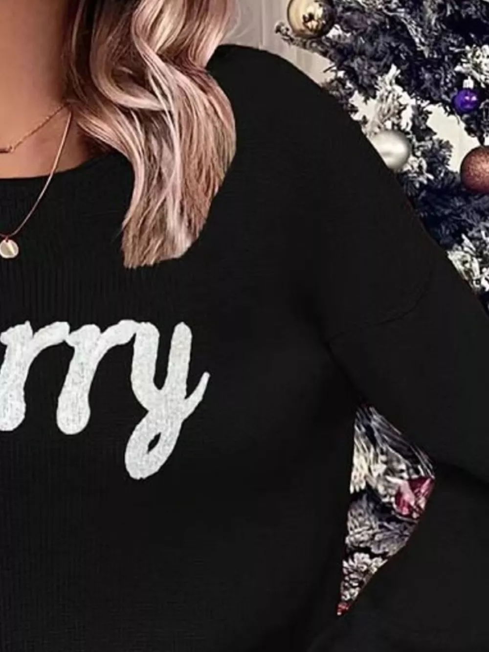 Merry Round Neck Dropped Shoulder Christmas Sweater, image 10