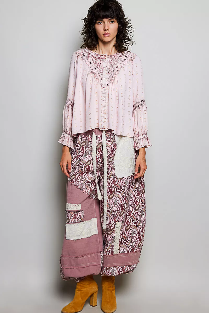 POL Mixed-Pattern Lace Detail Blouse, image 5