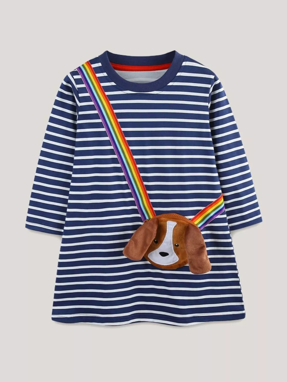 Children's Dog Striped Long Sleeve Dress, image 2