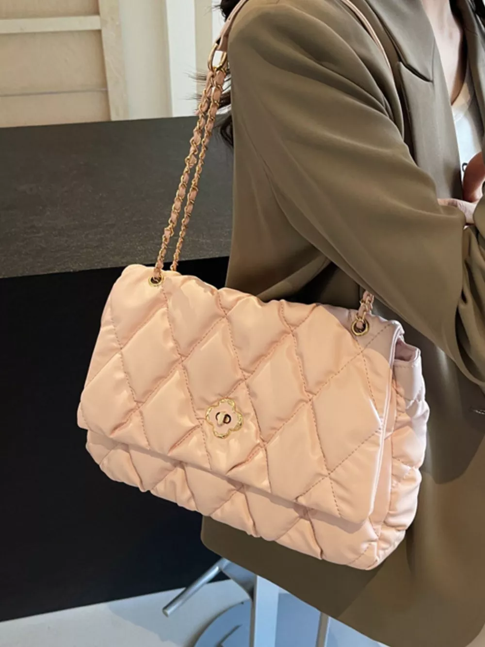 Quilted Chain Shoulder Bag, image 2