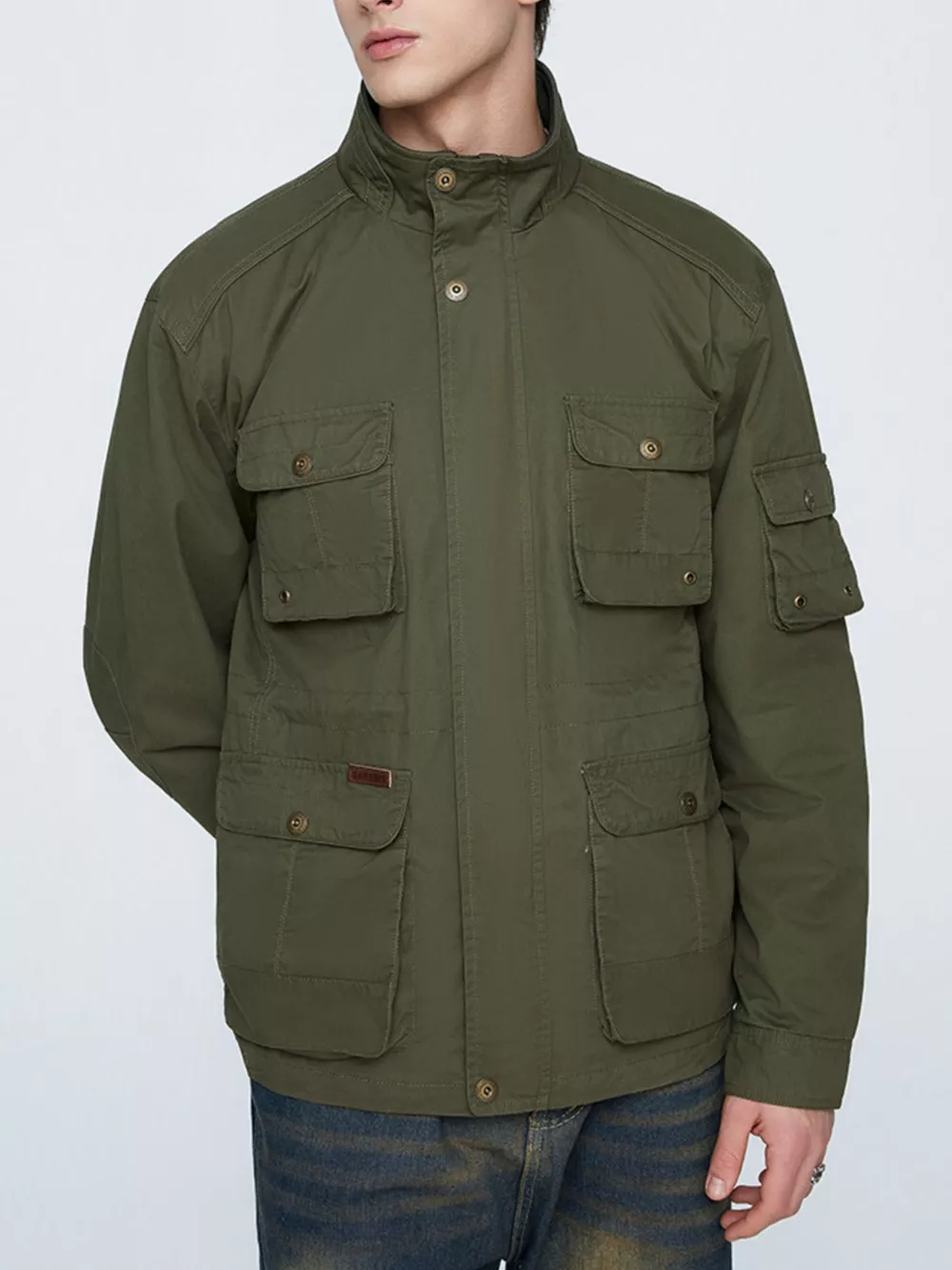 Men's Plus Size Multi-Pocket Zip Up Jacket, image 3