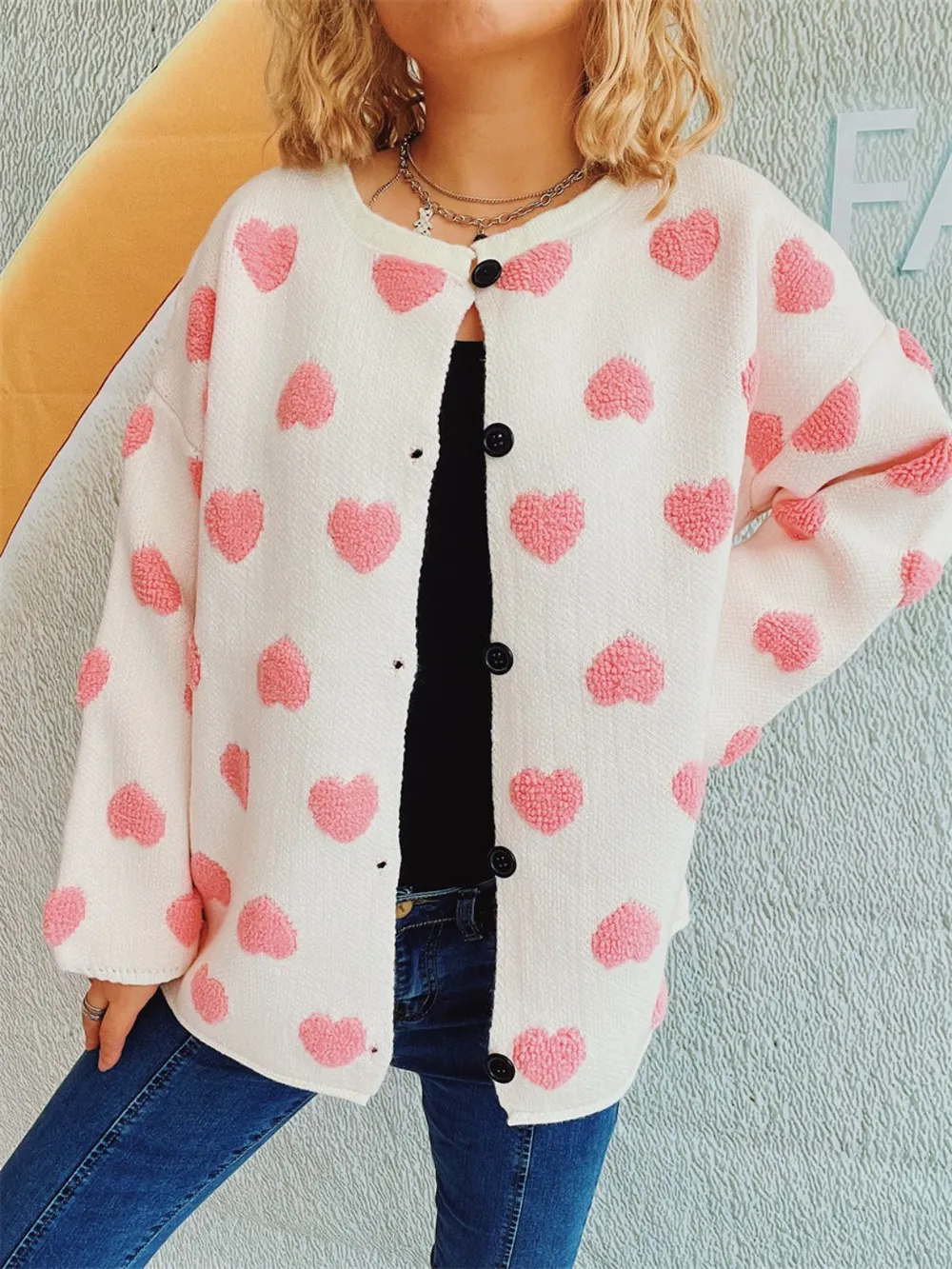 Heart Button Up Long Sleeve Cardigan, image 4