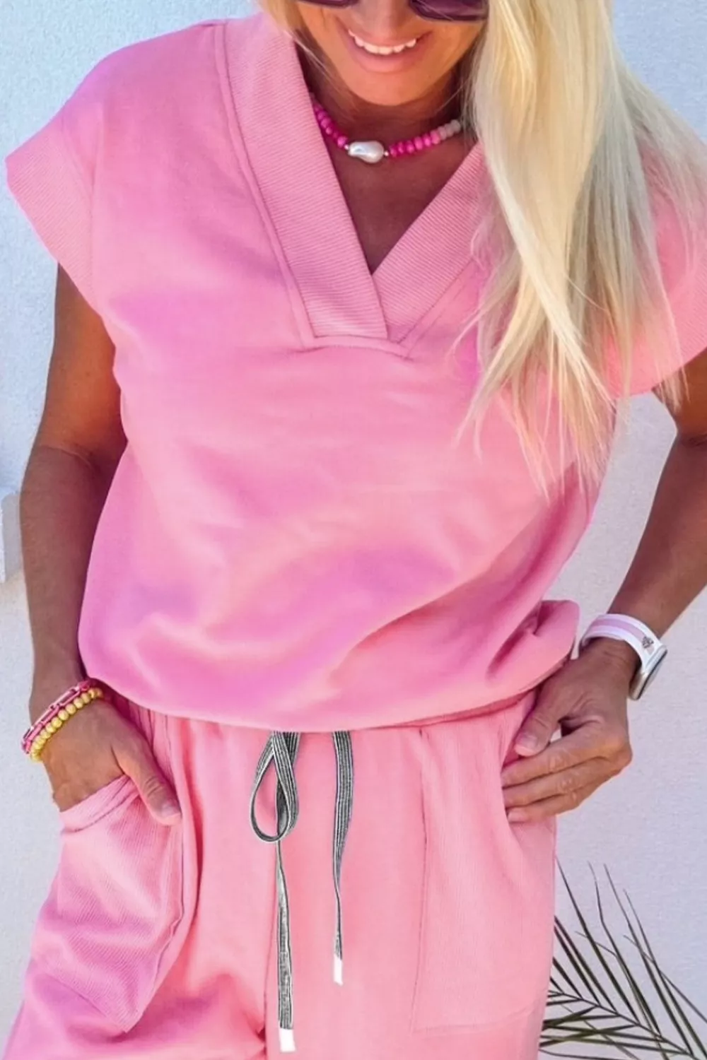Short Sleeve Top and Drawstring Pants Set, image 3