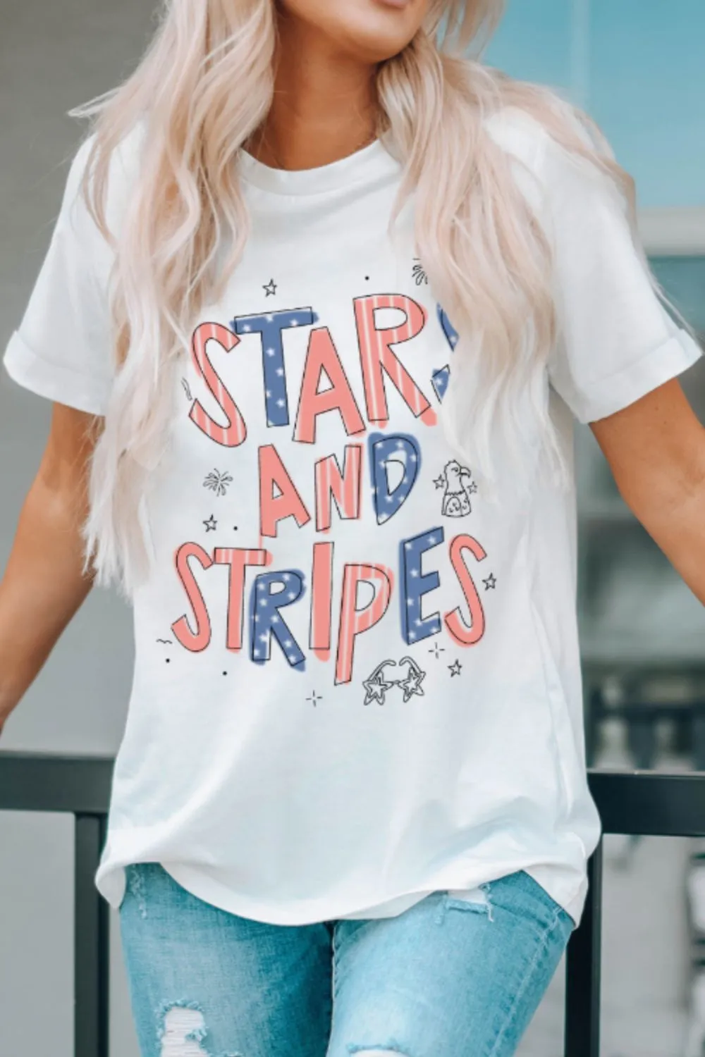 Stars and Stripes Patriotic Graphic T-Shirt, image 3