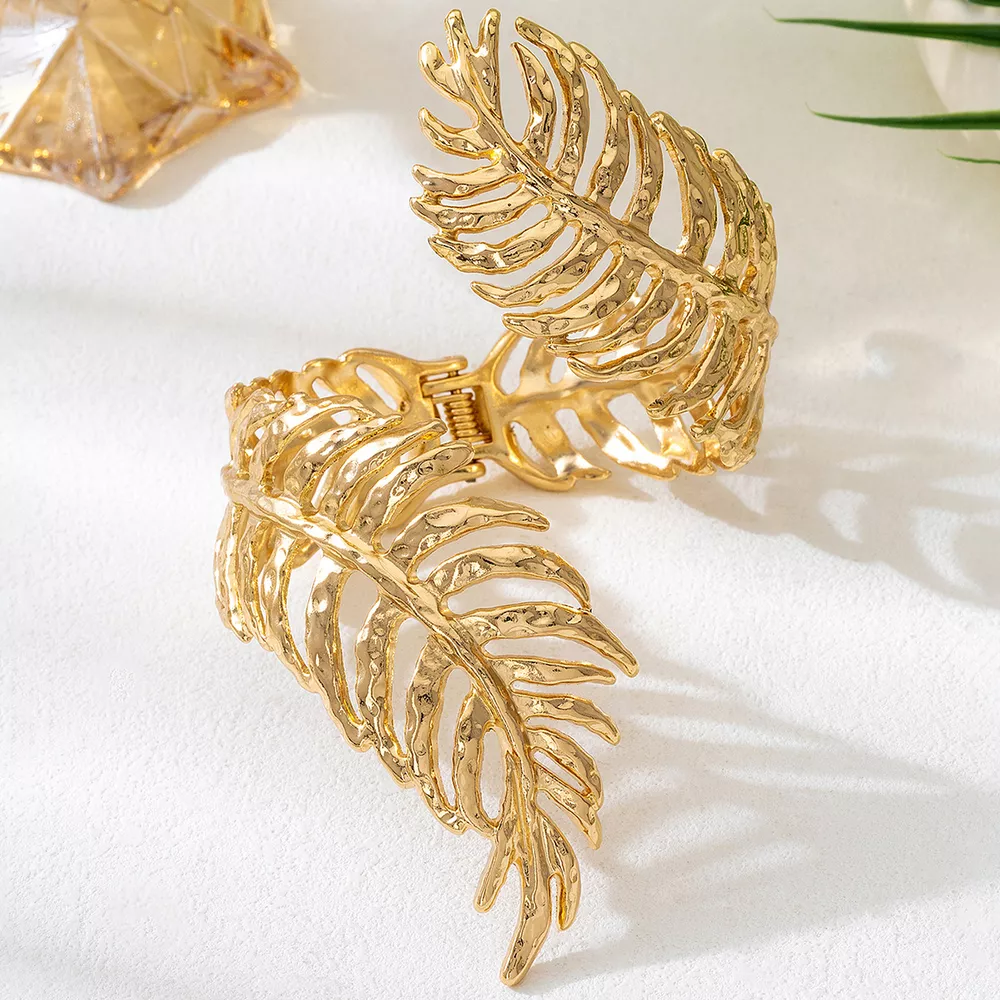 18K Gold-Plated Alloy Leaf Bracelet, image 3