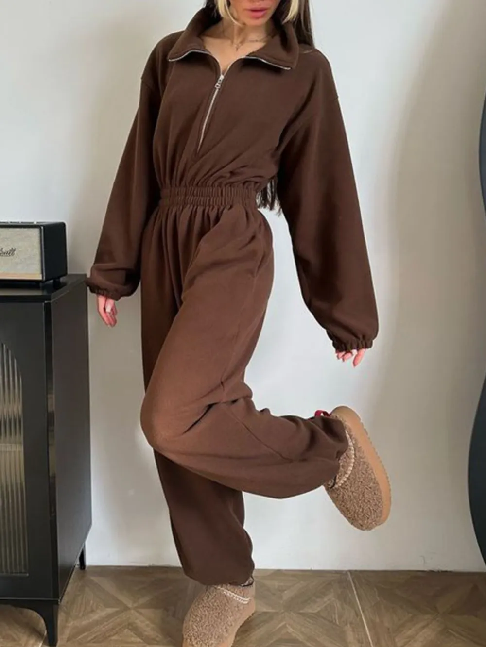 Zip Front Long Sleeve Jumpsuit, image 7