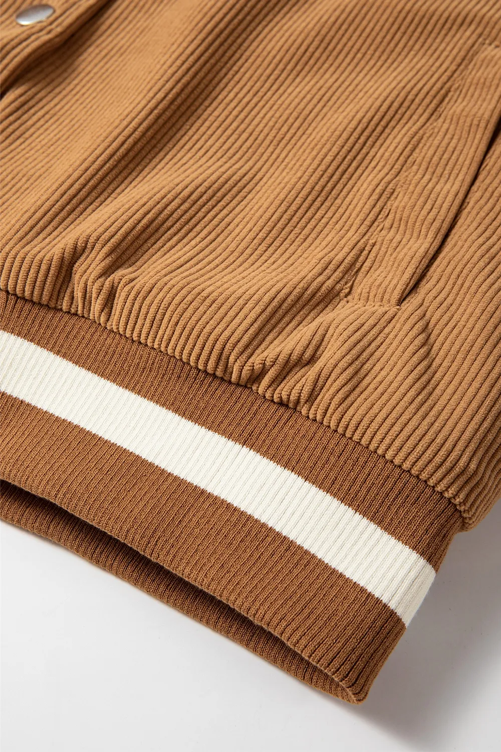 Contrast Baseball Collar Snap Down Long Sleeve Jacket, image 9