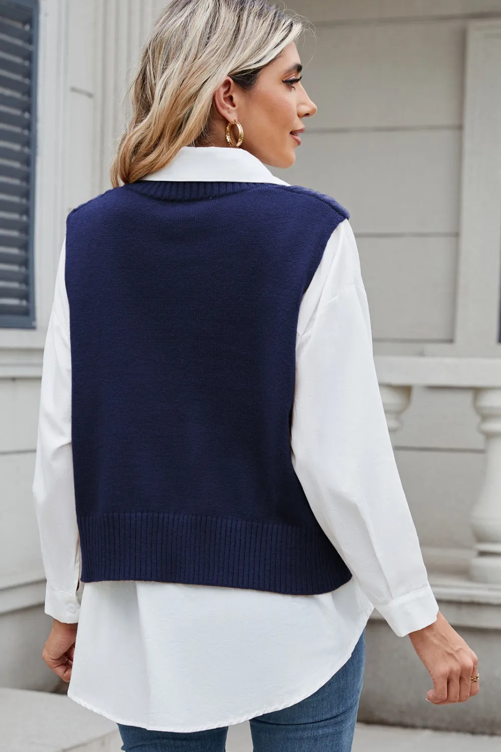 Cable-Knit V-Neck Sweater Vest, image 9