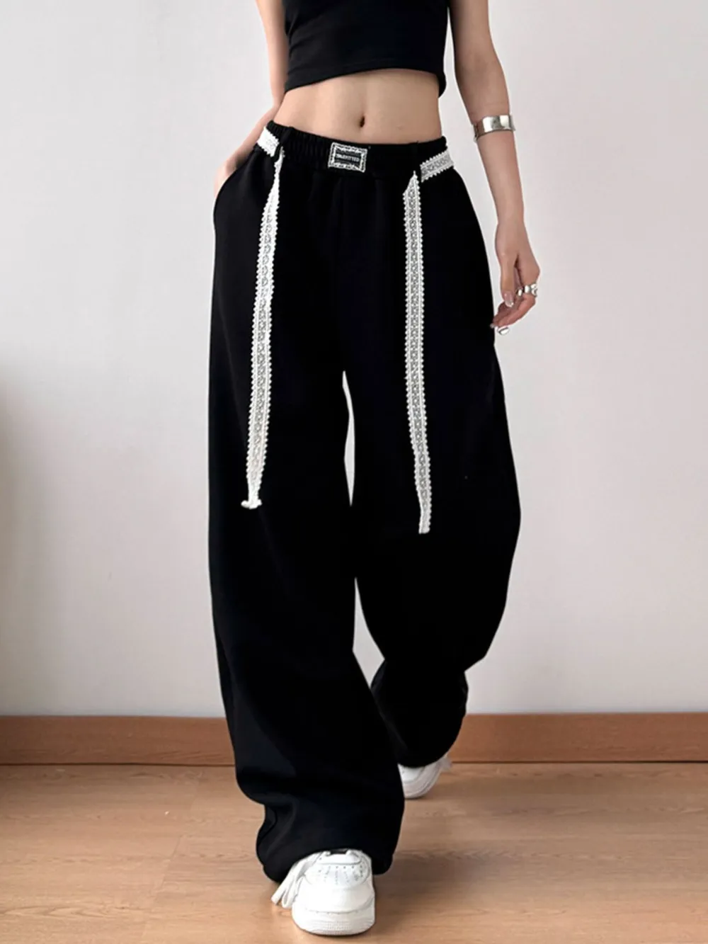 Elastic Waist Wide Leg Pants, image 8