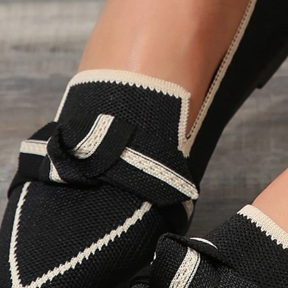 Bow Contrast Trim Point Toe Loafers, image 12