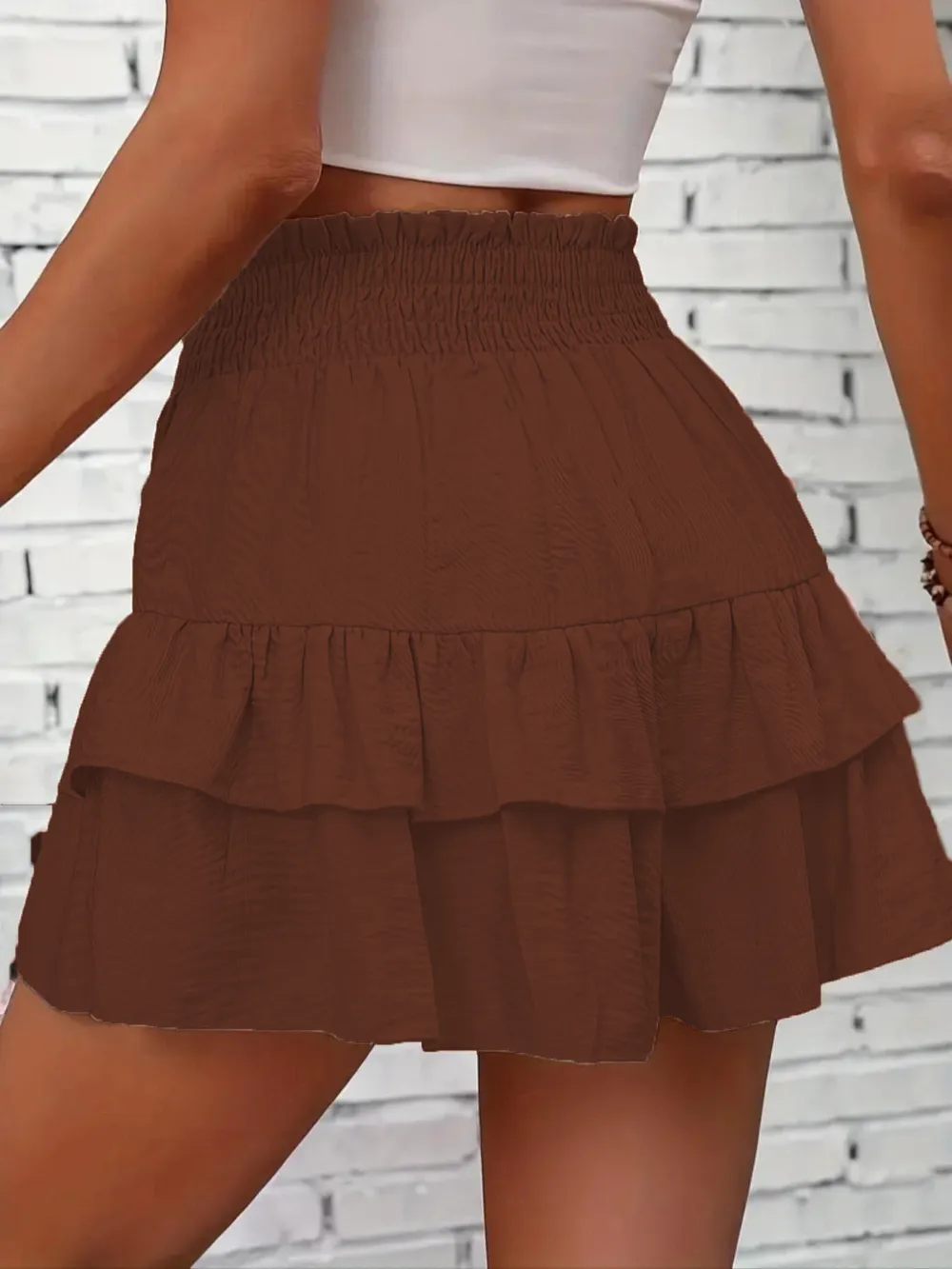 Ruffle Layered High Waist Casual Skort, image 16