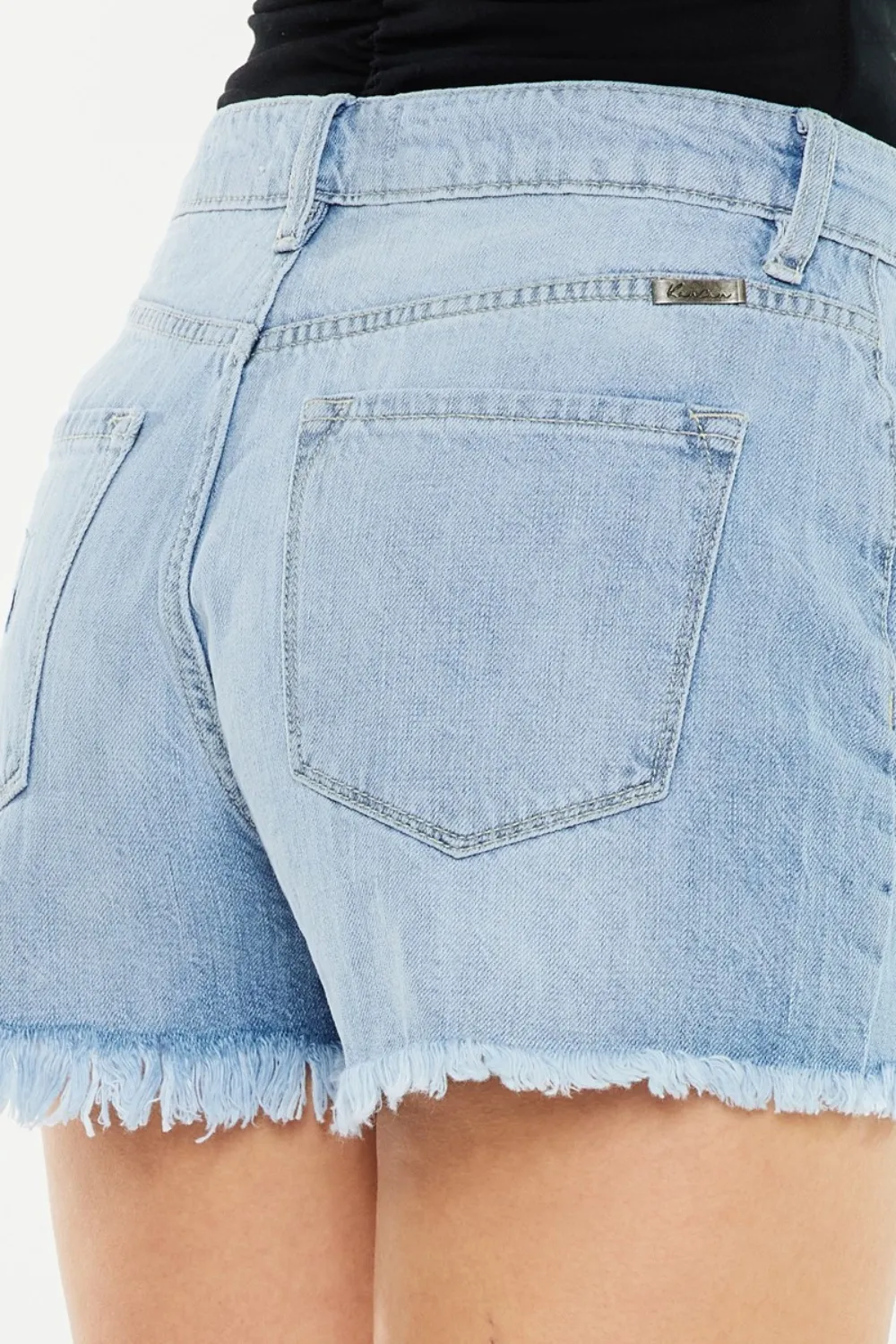 Raw Hem Distressed High Waist Denim Shorts, image 7