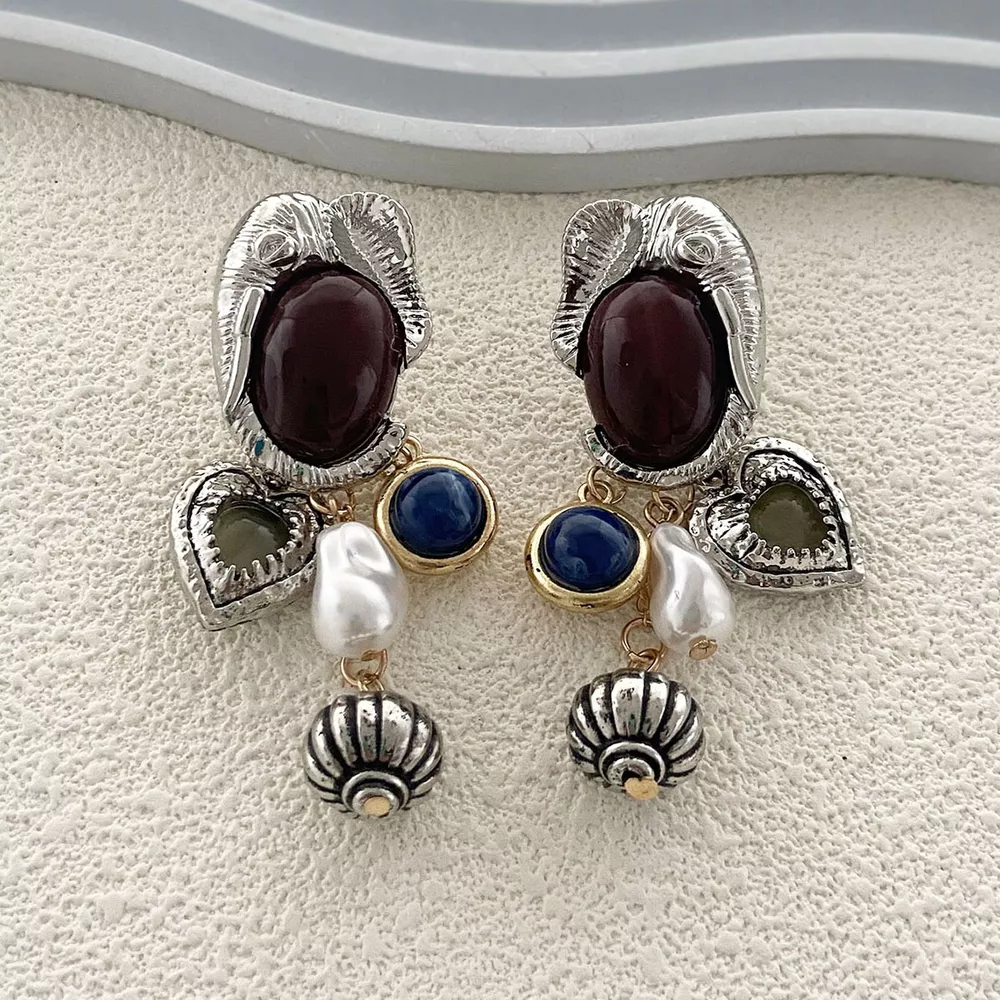 Zinc Alloy Heart Dangle Earrings, image 5