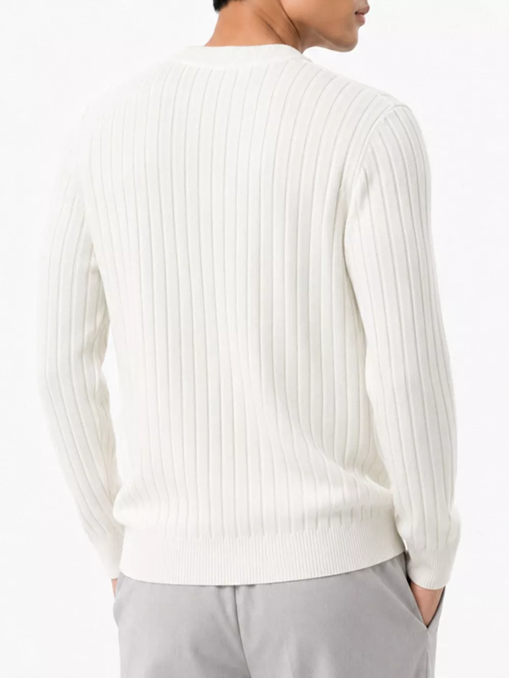 Men's Plus Size Ribbed Knit Crew Neck Sweater, image 2
