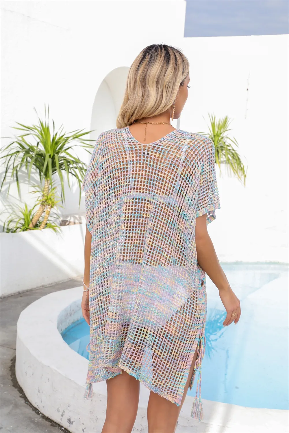Openwork Slit V-Neck Cover Up, image 3