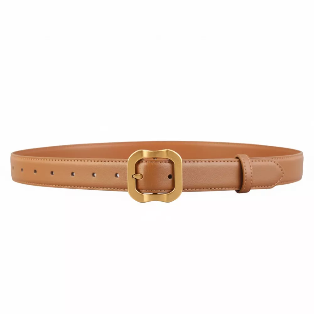Leather Belt with Golden Buckle, image 5