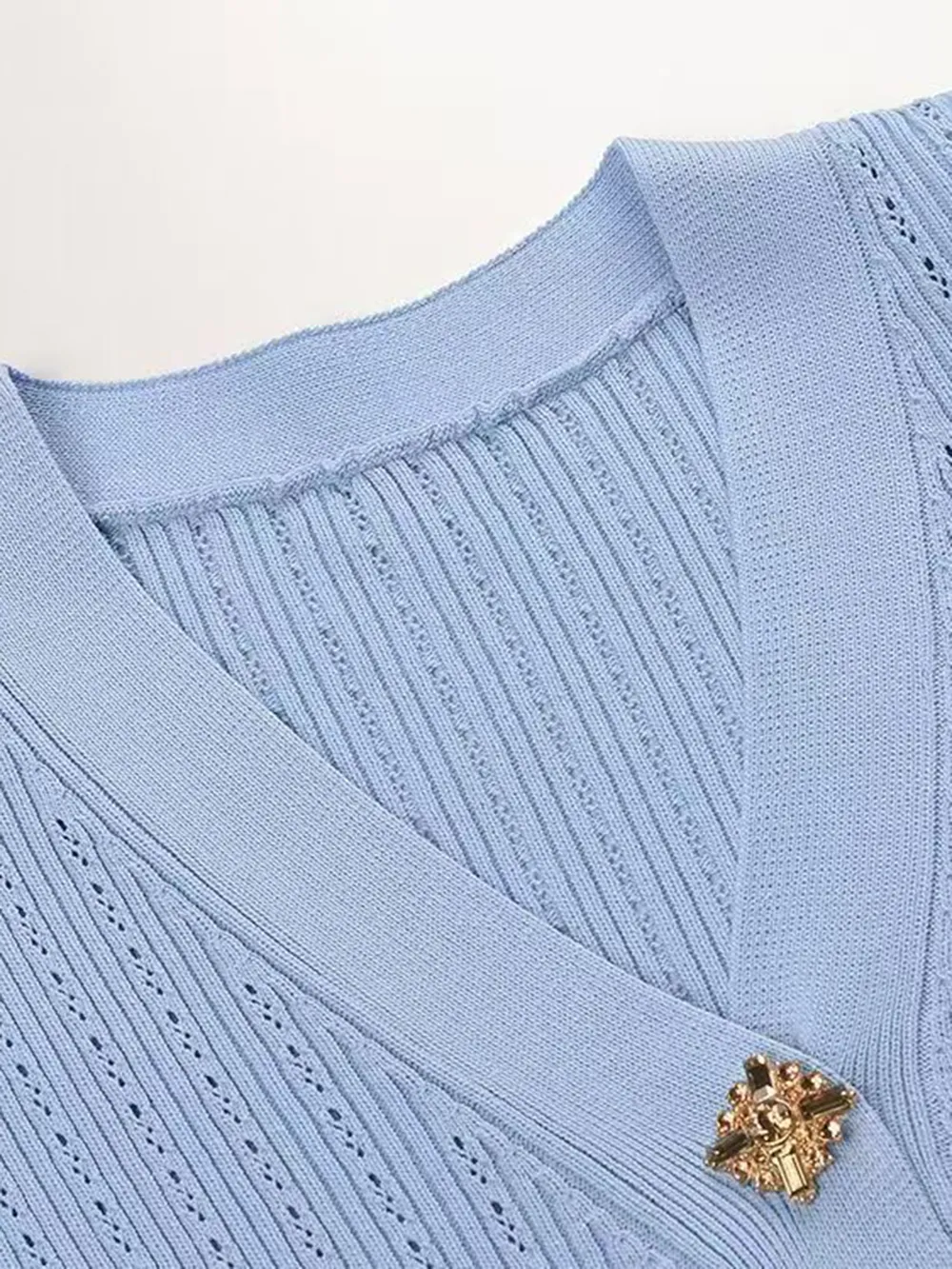Ruffled V-Neck Top and Midi Skirt Sweater Set, image 11