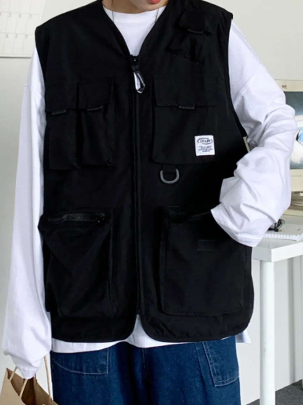 Men's Plus Size Zip Up Cargo Vest, image 6
