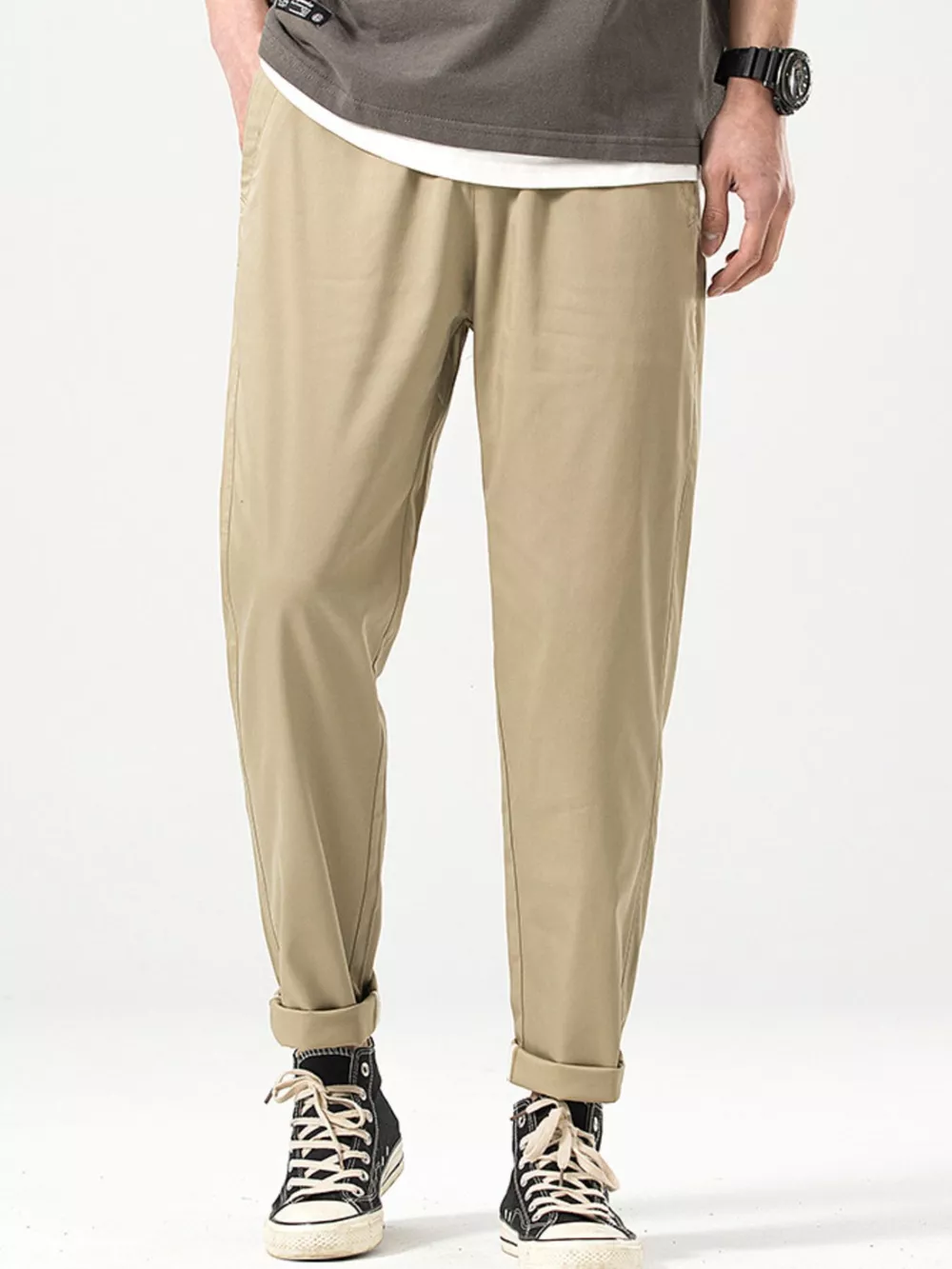 Men's Casual Straight-Leg Cropped Pants, image 6
