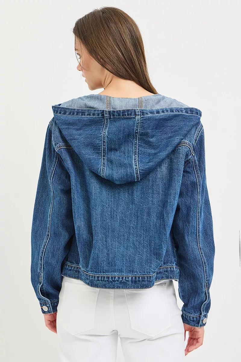 Basic Denim Jacket with Hoodie, image 3