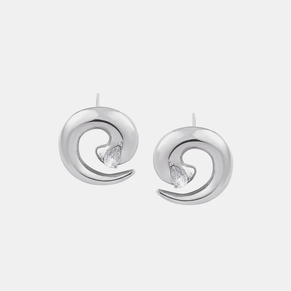 Titanium Steel Zircon Spiral Shape Earrings, image 5