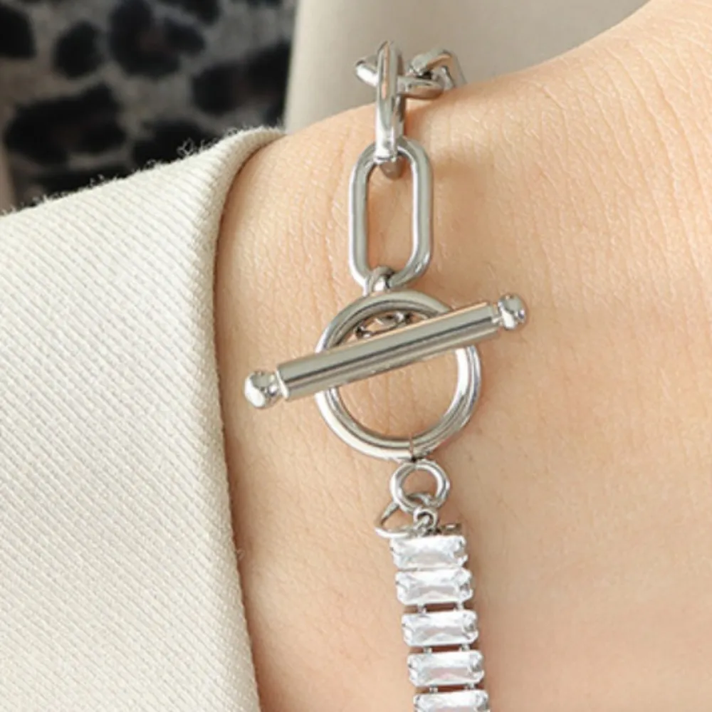 Zircon Titanium Steel Closure Bracelet, image 3