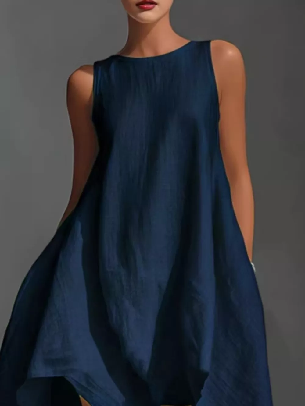 High-Low Round Neck Sleeveless Dress, image 9