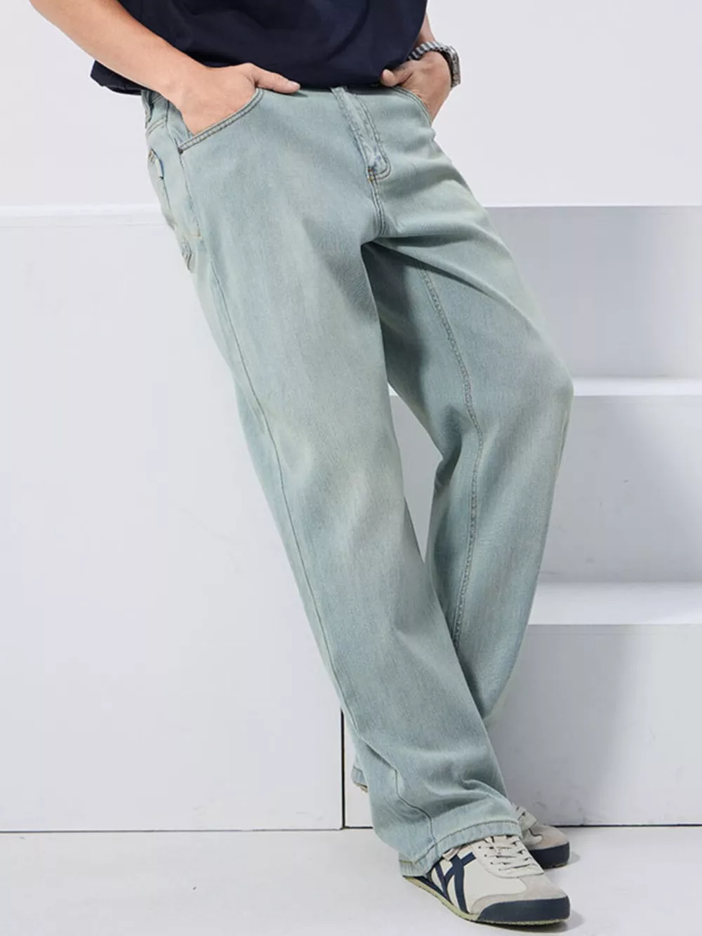 Men's Vintage Wash Loose Fit Jeans, image 7
