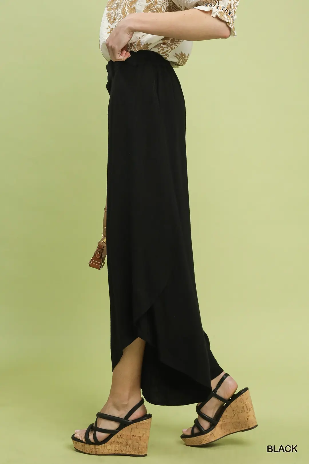Flowy Asymmetrical Hem Wide Leg Pants, image 3