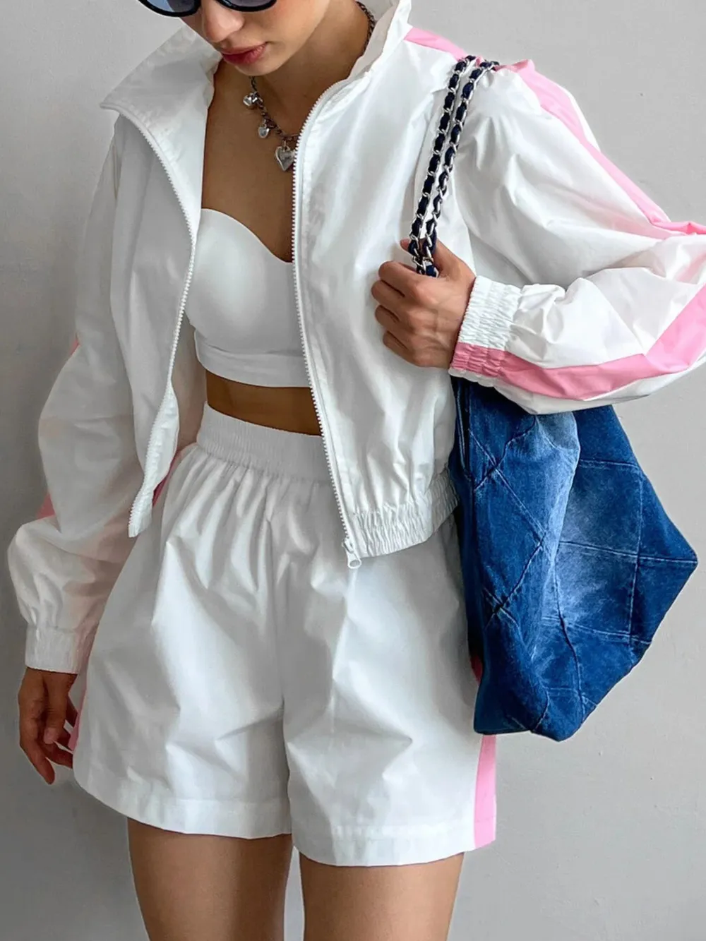 Zip Up Long Sleeve Jacket and Shorts Set, image 6