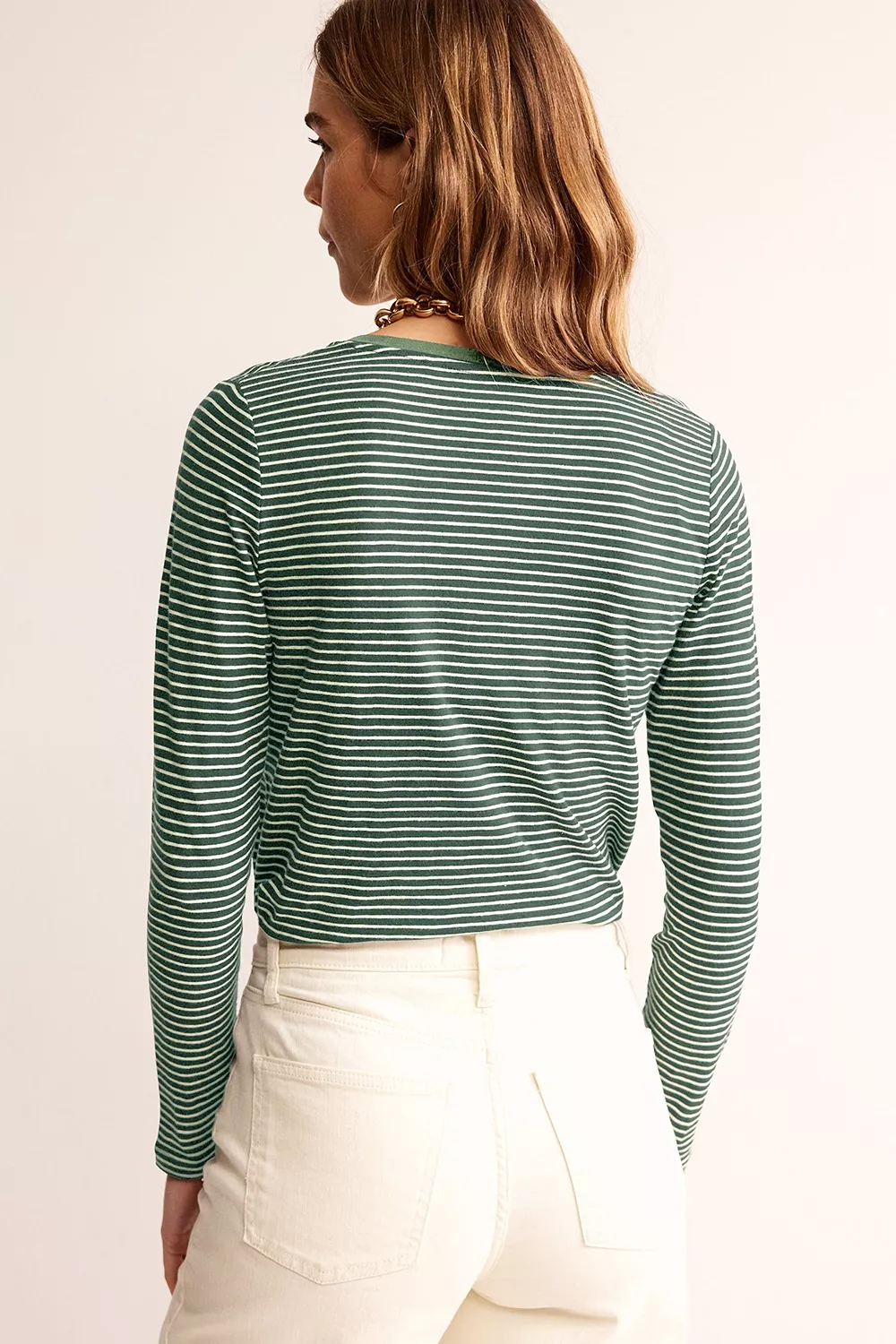 Stripe V Neck Stretchy Long Sleeve Top, image 7