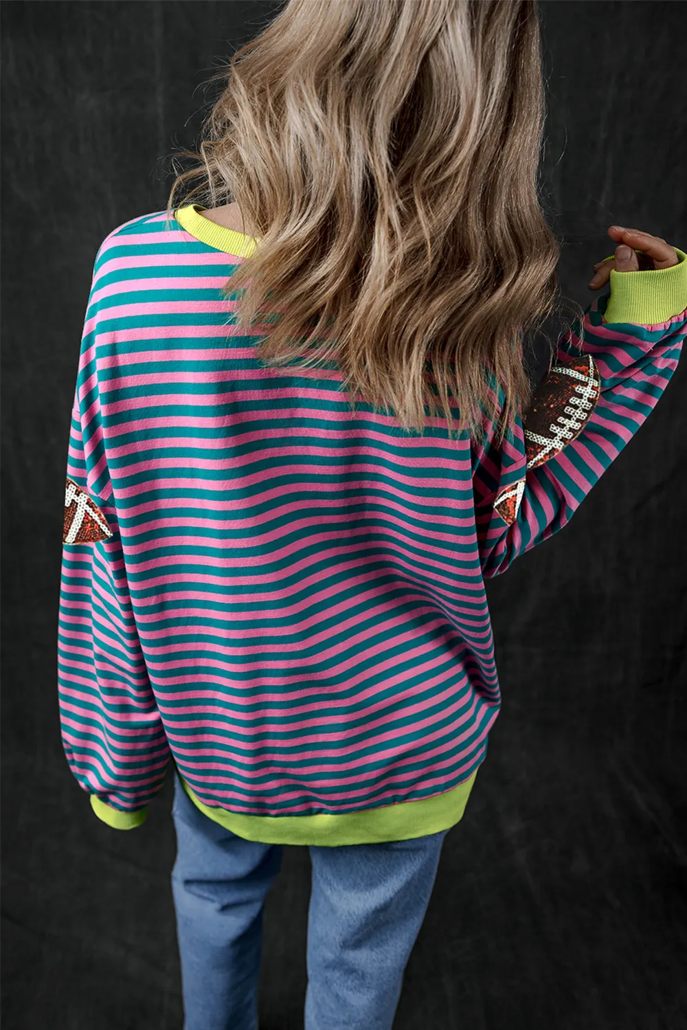 Striped Football Long Sleeve Sweatshirt, image 5