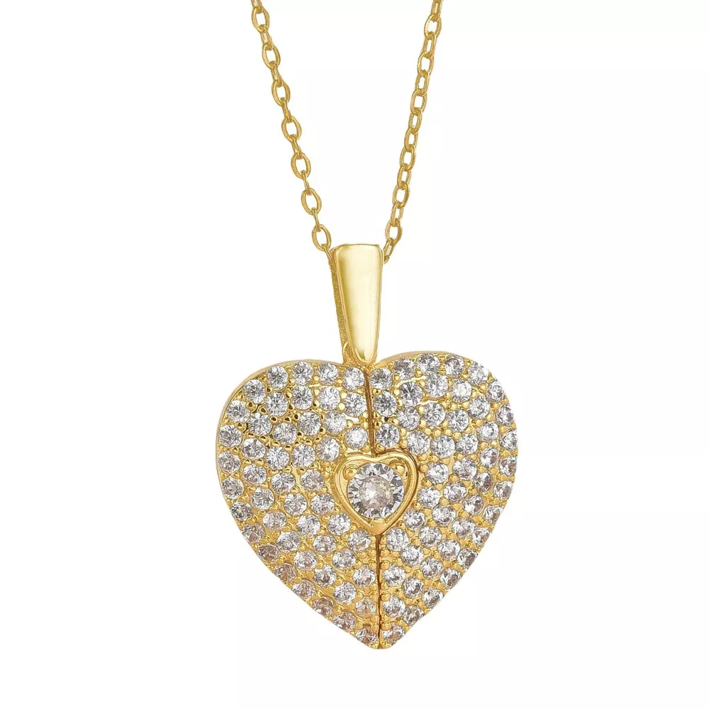 18K Gold-Plated Heart Locket Necklace, image 3