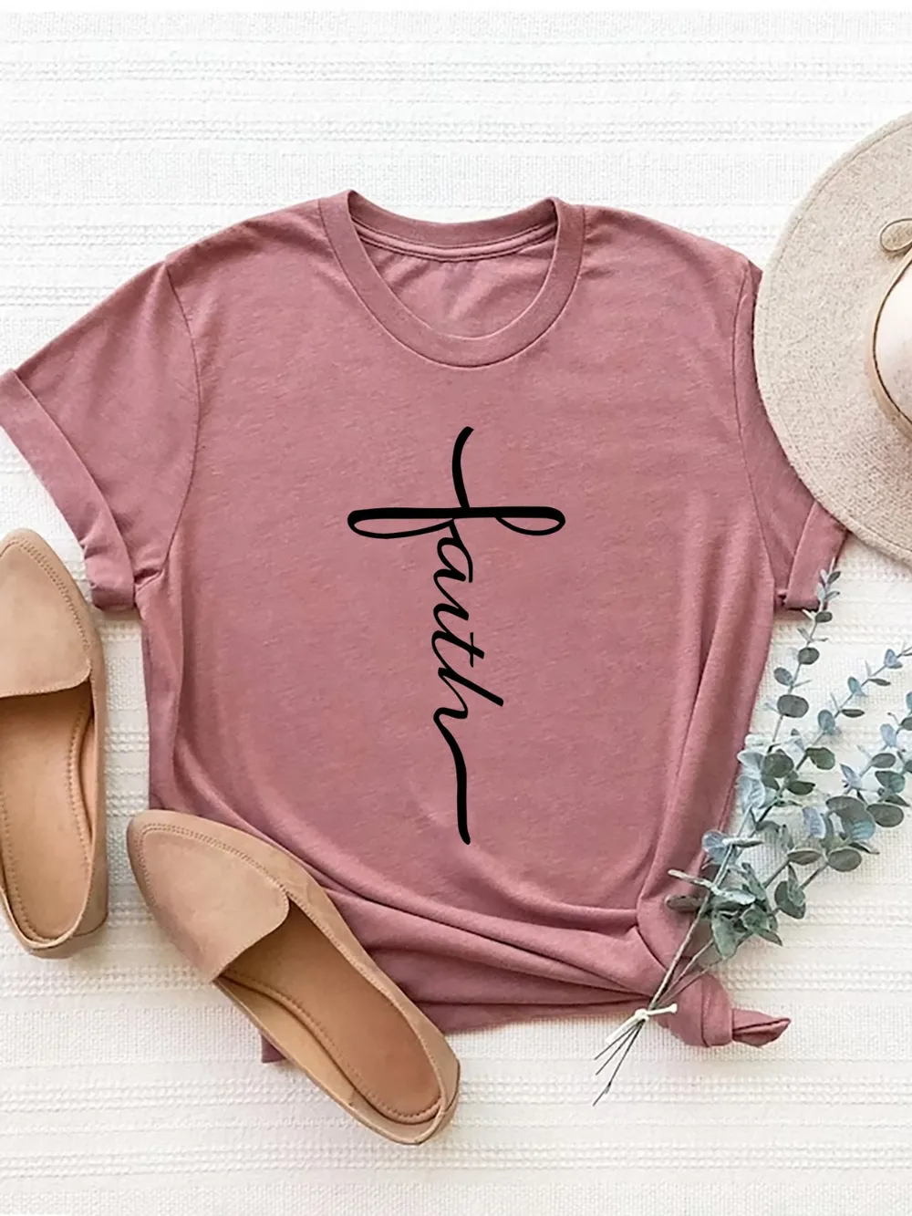 Letter Graphic Round Neck Short Sleeve T-Shirt, image 5
