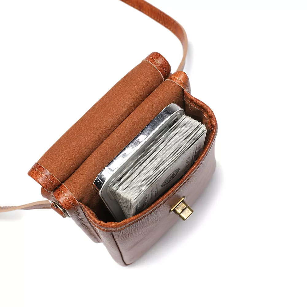 Cowhide Leather Crossbody Bag with Metal Clasp, image 6