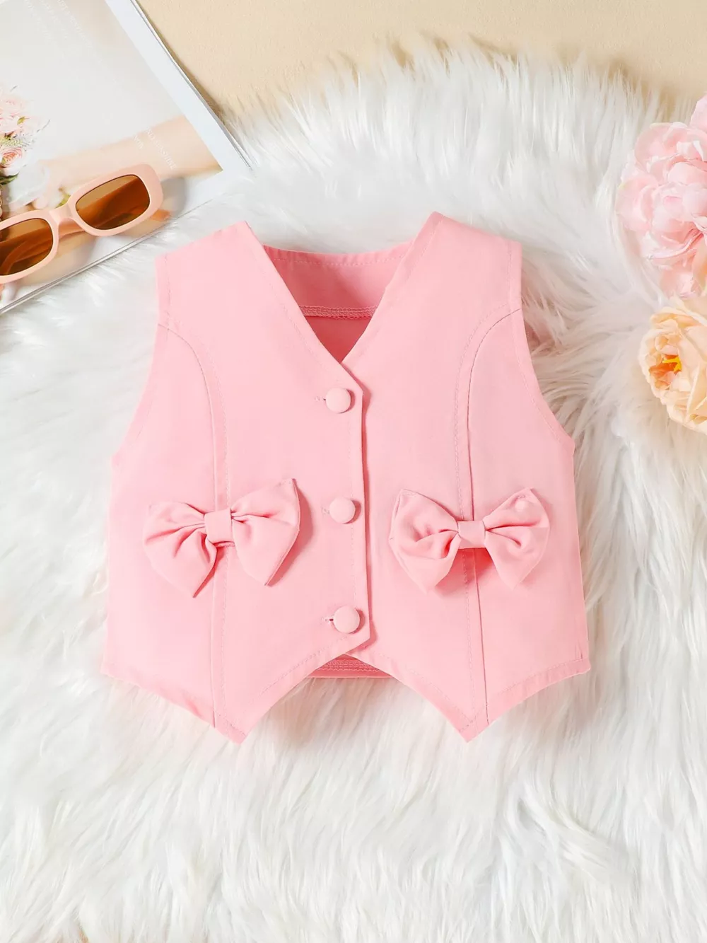 Children's Bowknot Vest & Pleated Skirt Set, image 3