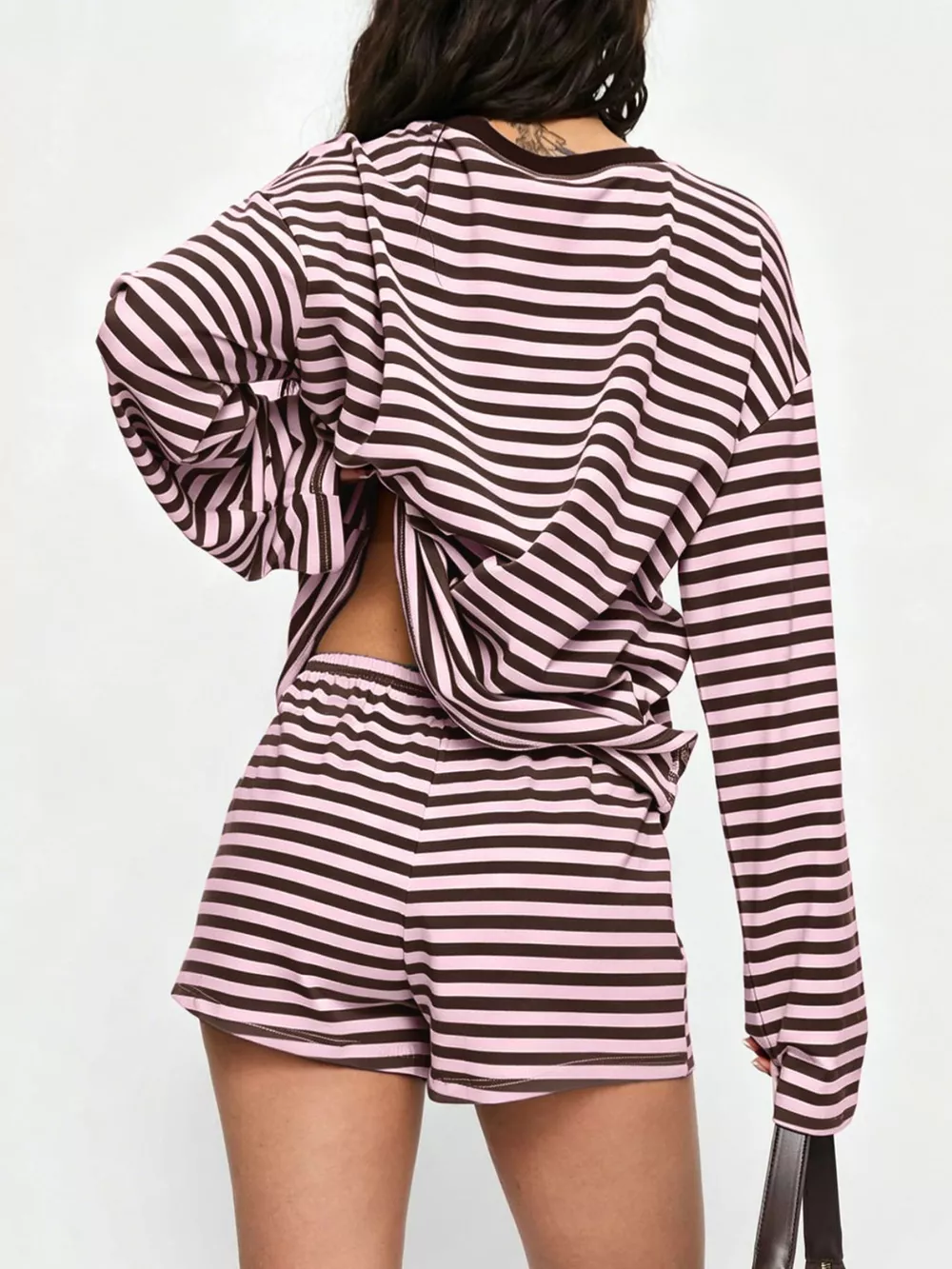 Striped Long Sleeve Top and Shorts Set, image 5