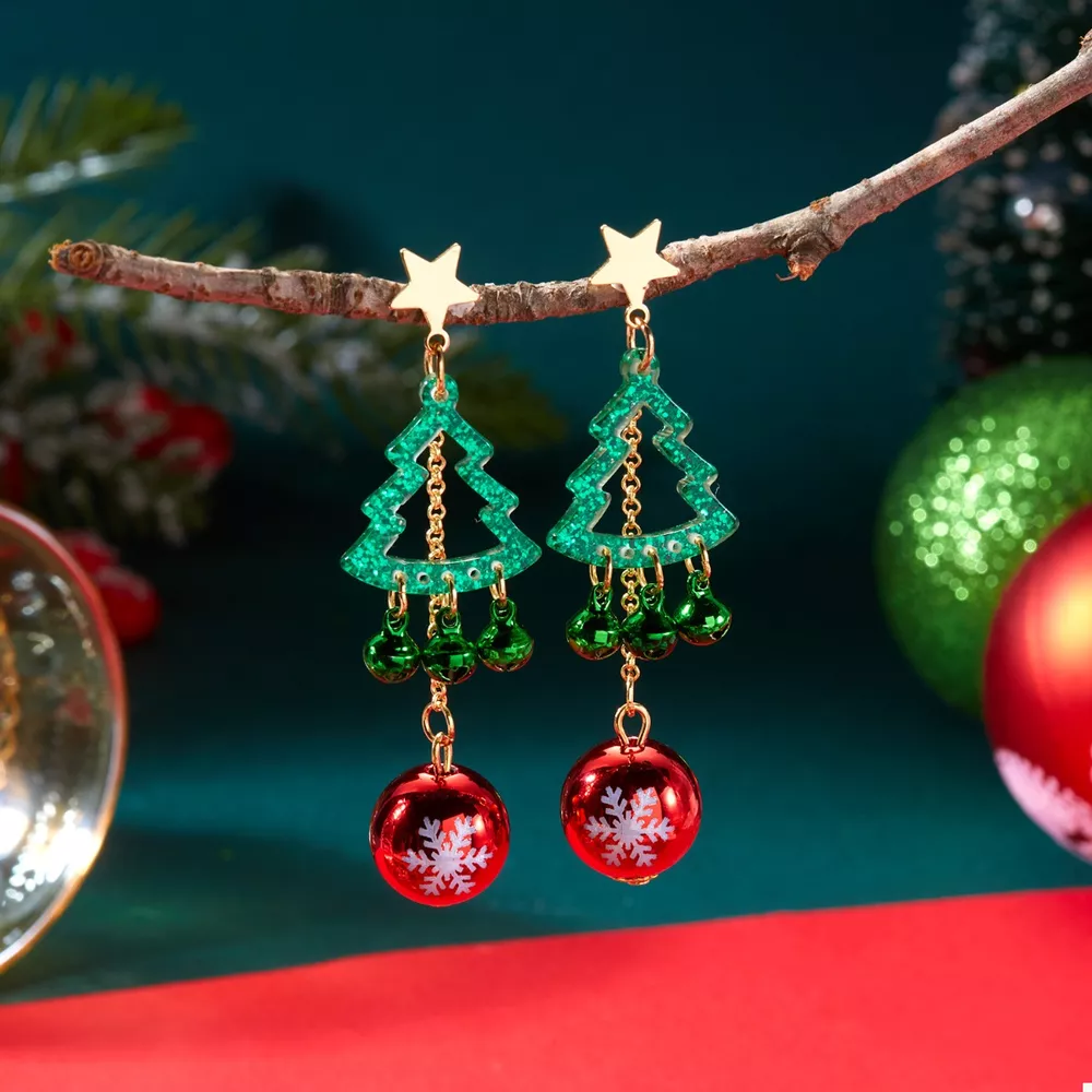 Christmas Tree Ball Drop Earrings, image 5