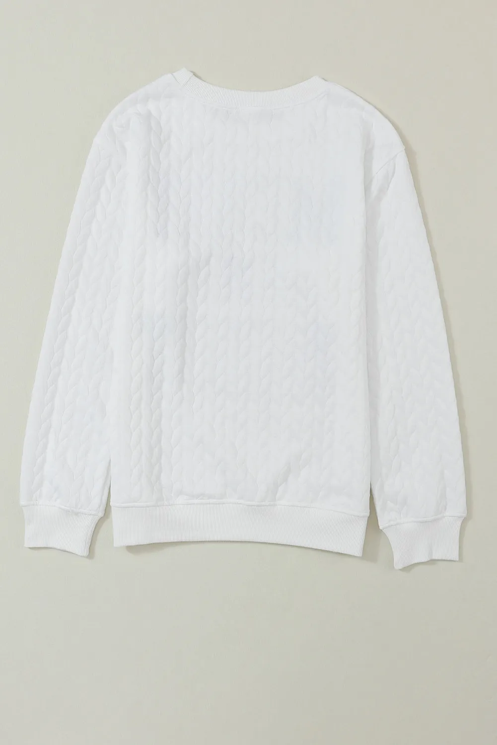 Full Size MERRY AND BRIGHT Cable Knit Pullover Sweatshirt, image 4