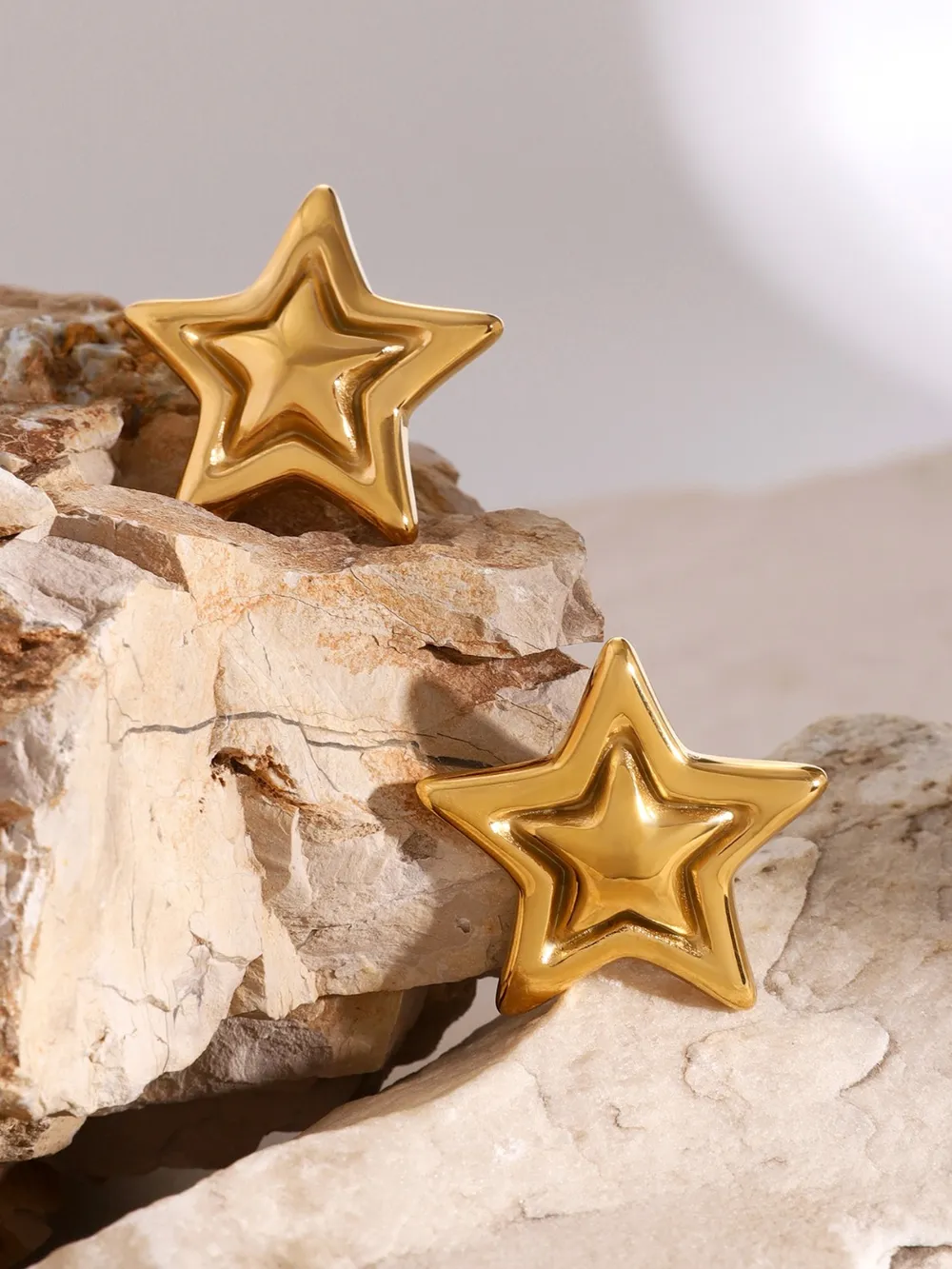 Stainless Steel Star Stud Earrings, image 4