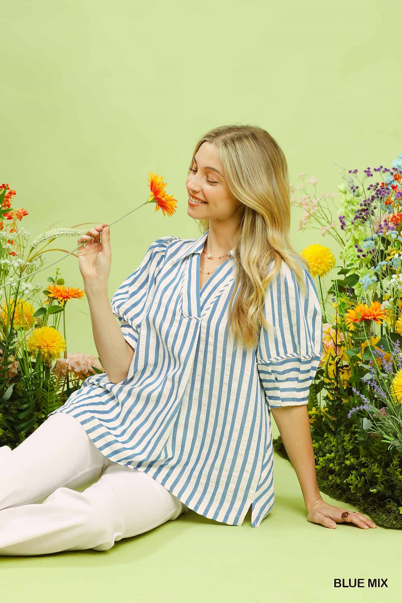Striped Puff Sleeve Blouse, image 6