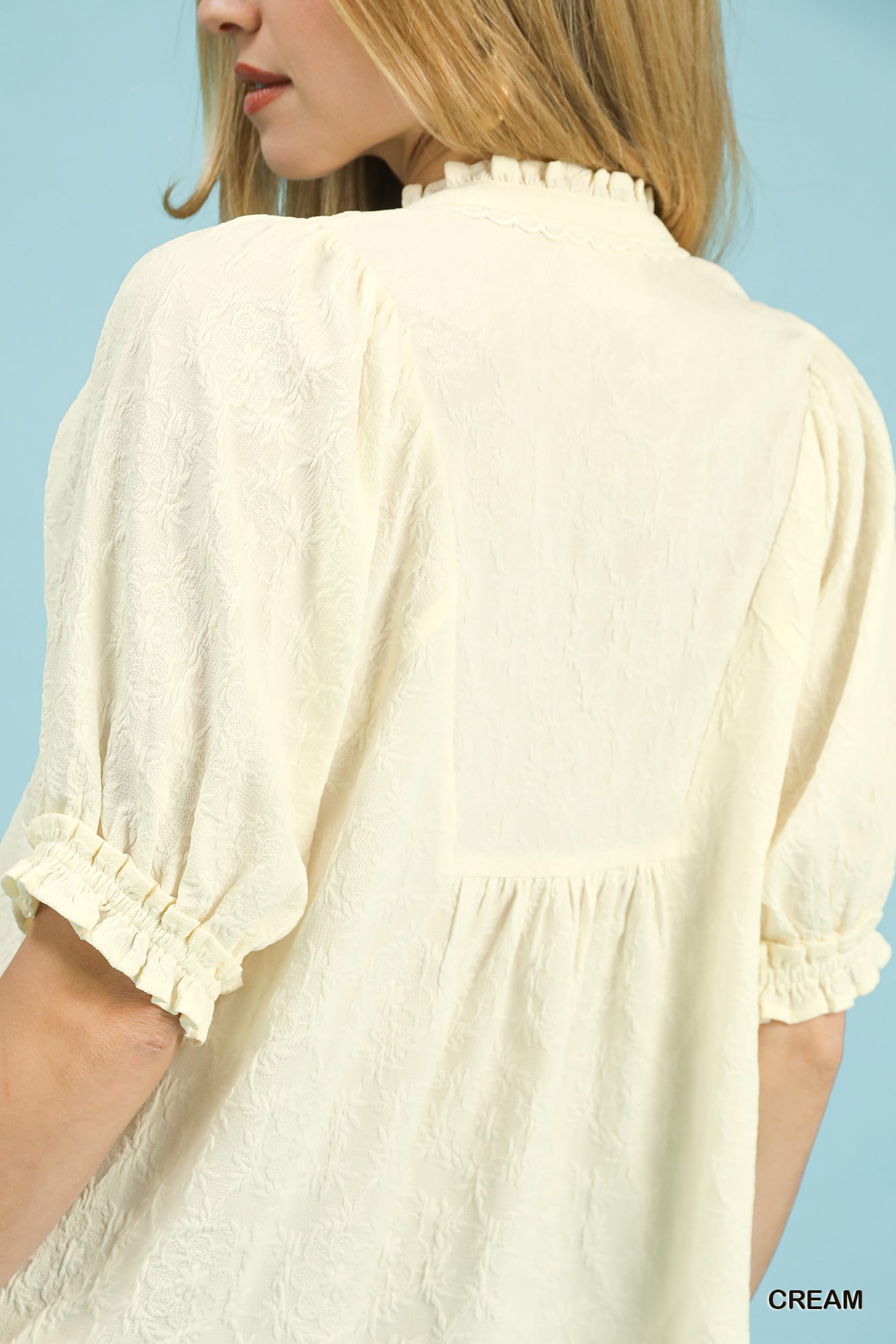 Textured Smocked Peasant Top, image 3