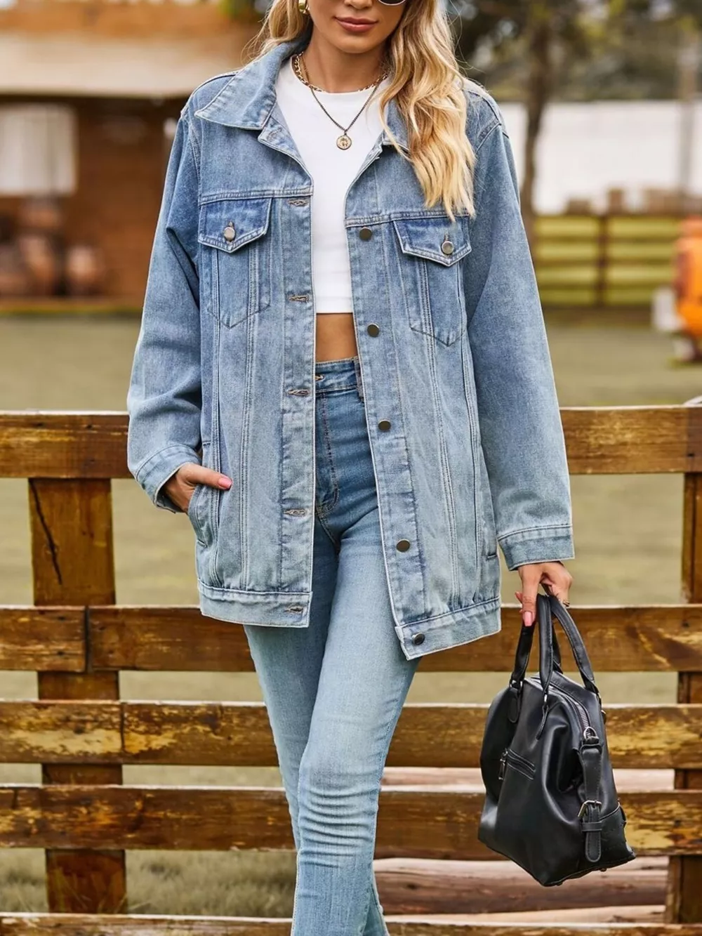 Button Down Washed Denim Jacket, image 6
