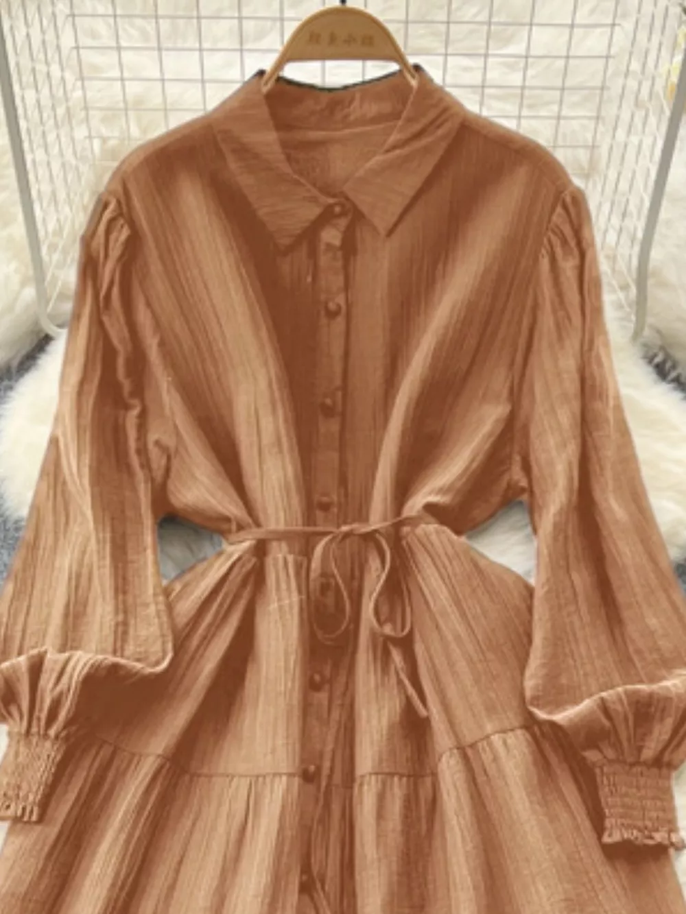 Button Down Tiered Long Sleeve Dress, image 15